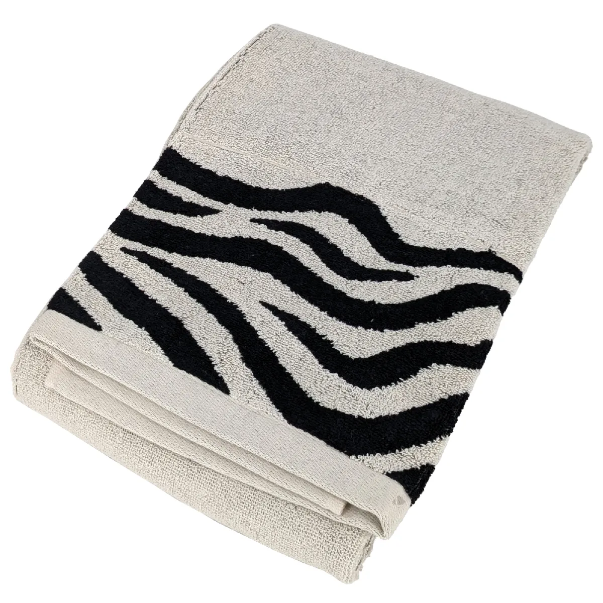 Drap De Douche Absorbant Coton 70x140cm Zebra Bordure Beige