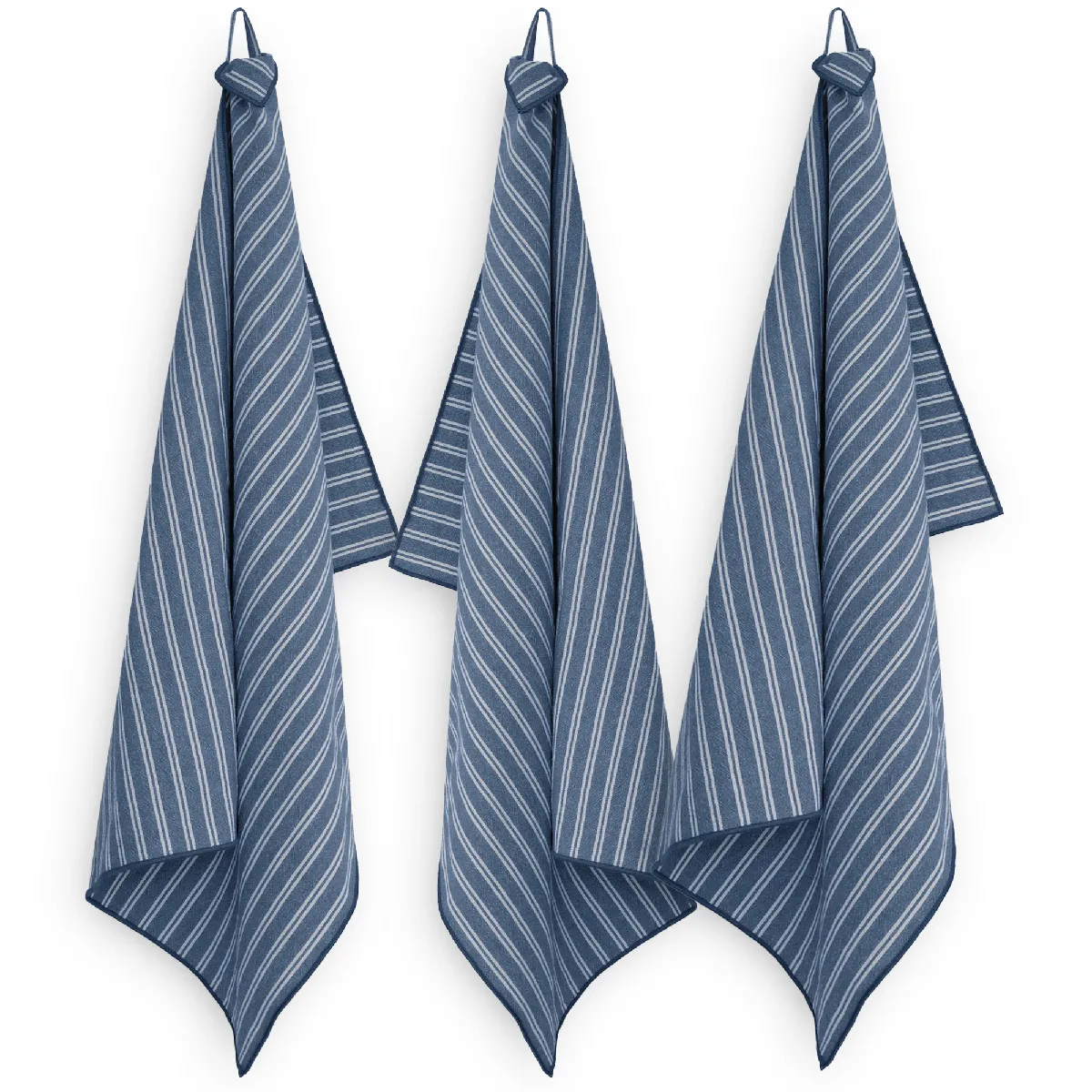 Lot De 3 Torchons De Cuisine Coton 50x70 Cm Lili Bleu Marine