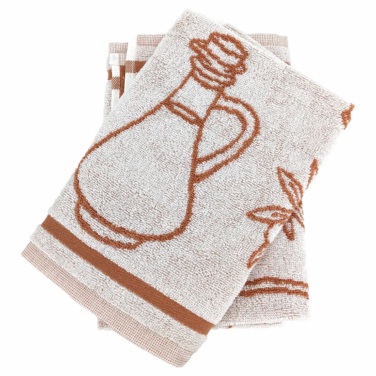 Lot De 2 Torchons De Cuisine Pur Coton 50x50 Cm Evoo Rouge Brique