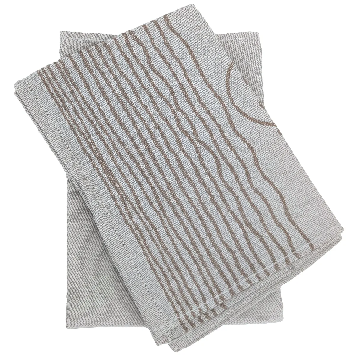 Lot De 2 Torchons De Cuisine Toile 50x70 Cm Collection Nautilus Marron