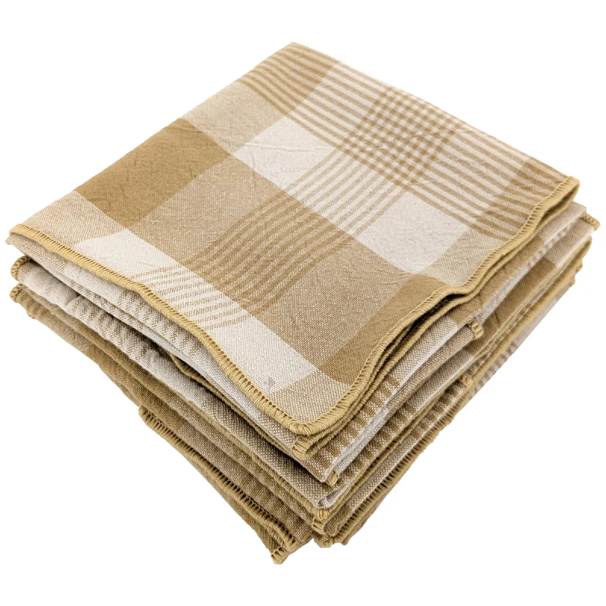 Lot De 6 Serviettes De Table 42x42 Cm Collection Ness En Coton Fil Teint À Carreaux