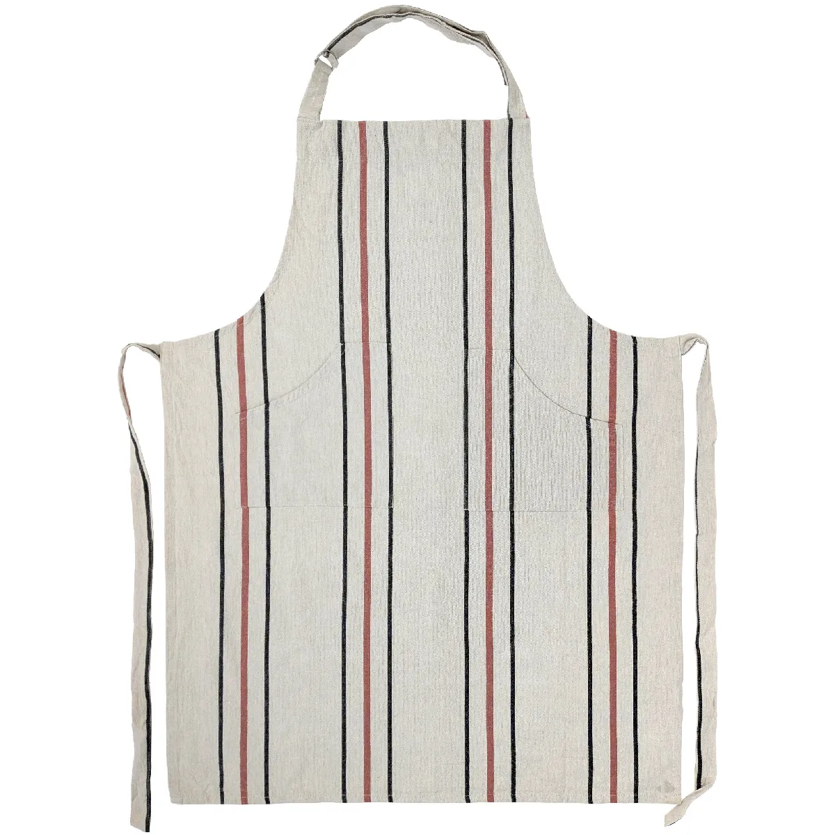 Tablier De Cuisine 70x90 Cm Hoshi En Coton Fil Teint À Rayures Orange Pêche