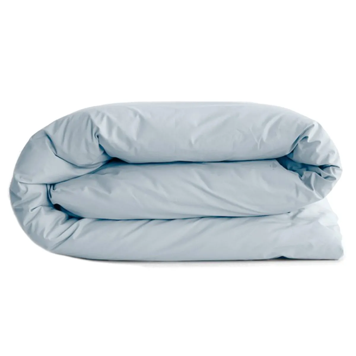 Housse De Couette Uni 240x220 Cm Percale De Coton Manoir Bleu Glacier