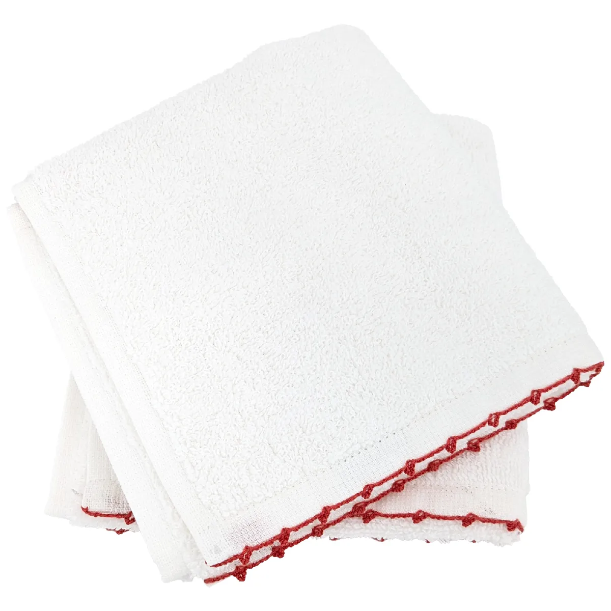 Lot De Deux Serviettes Invité 33x50 Cm Pur Coton Collection Orla Avec Picueta Rose