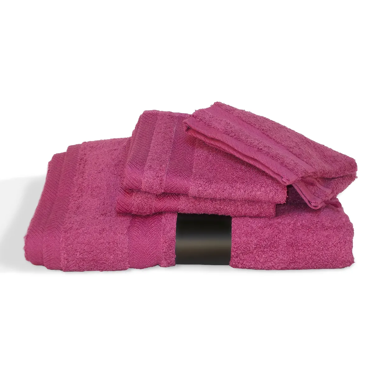Parure De Bain 5 Pièces Royal Cresent Rose Vin 650g/m2