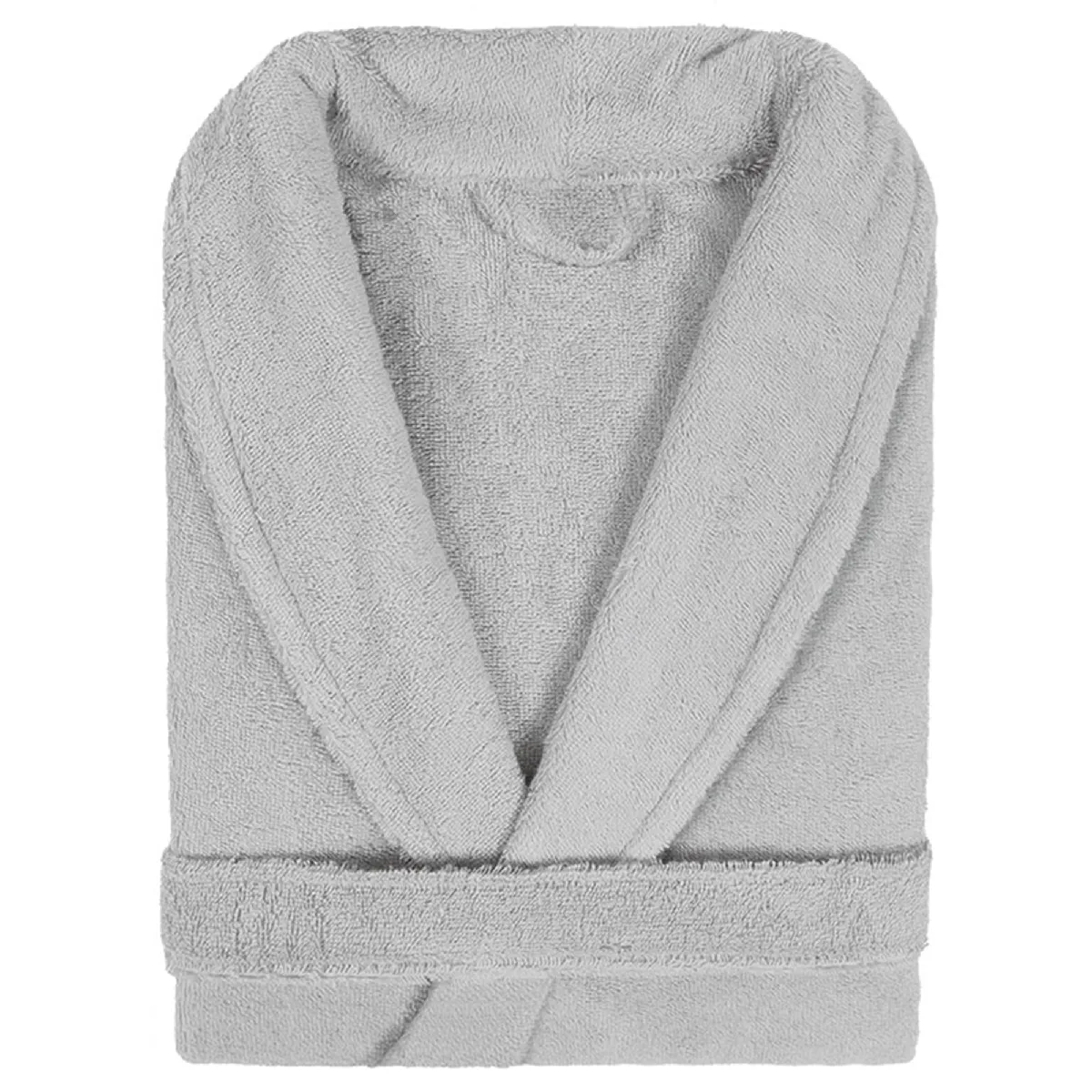 Peignoir Col Châle Adulte Pure Coton Xl Gris Argent