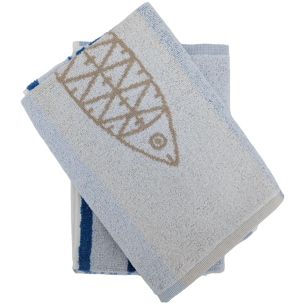 Lot De 2 Torchons De Cuisine Éponge 50x50 Cm Collection Maris Bleu
