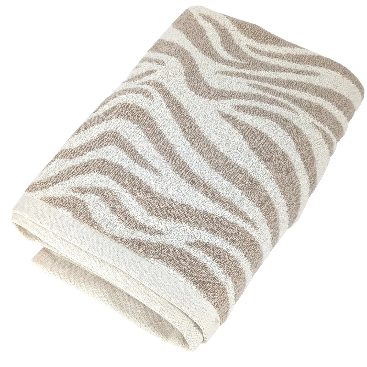 Serviette De Toilette 50x100 Cm Zebra Soft Pur Coton Motif Zèbre Beige