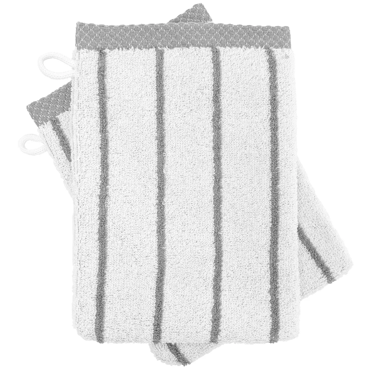 Lot De Deux Gants De Toilette 16x21 Cm Pur Coton Collection Pure Light Motif Rayures