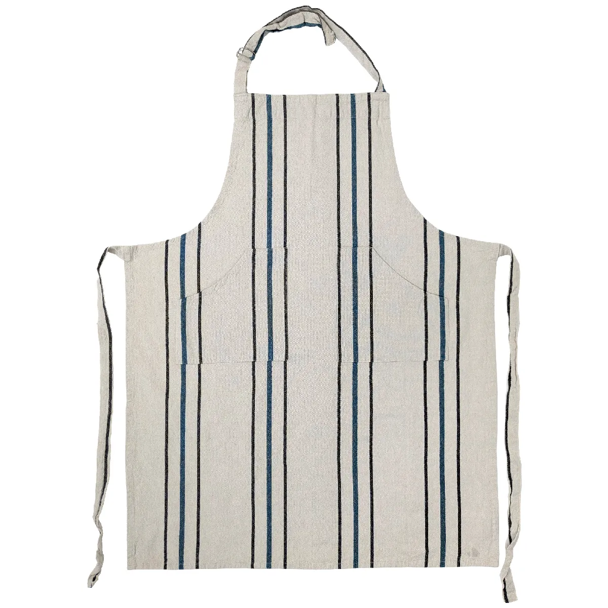 Tablier De Cuisine 70x90 Cm Hoshi En Coton Fil Teint À Rayures Bleu Lagon