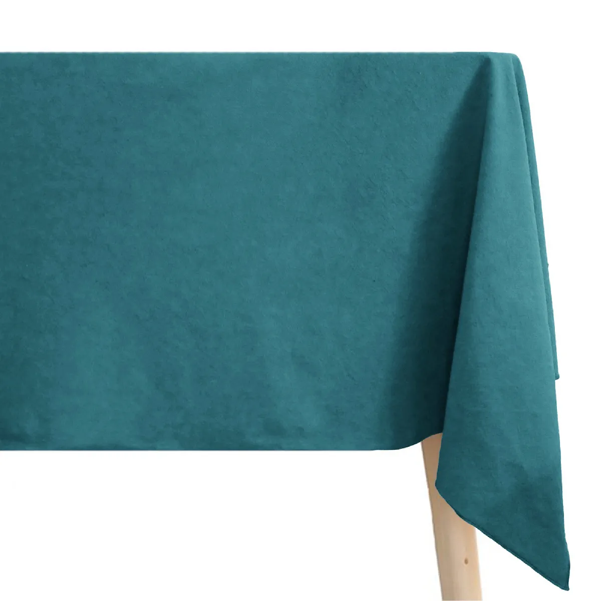 Nappe Rectangulaire Coton Lavé 160x200 Cm Hono Bleu Canard