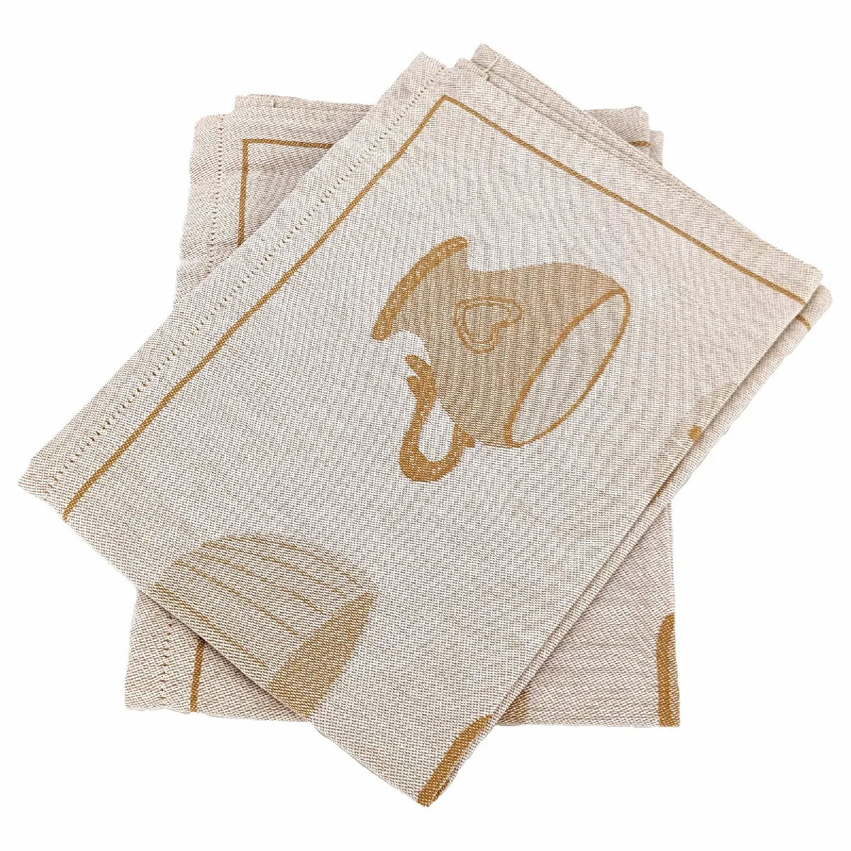Lot De 2 Torchons De Cuisine Pur Coton 50x70 Cm Delicara Jaune