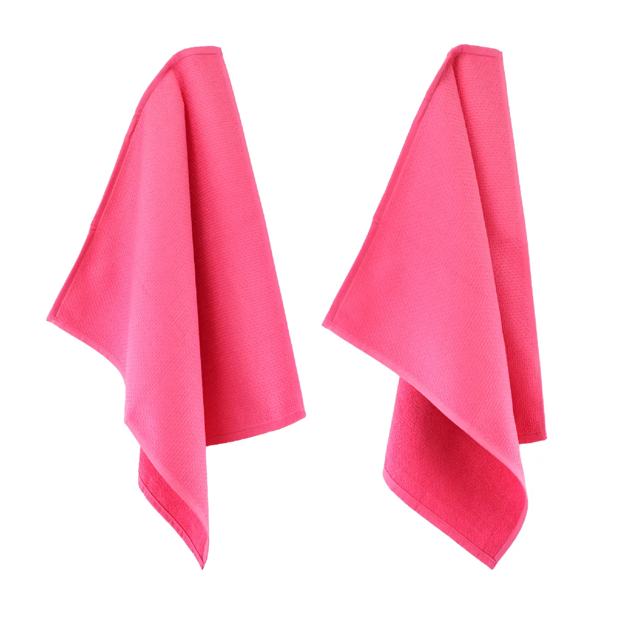 Lot De 2 Torchons De Cuisine 50x50 Cm Nid D'abeille Pure Kitchen Waffle Fraise