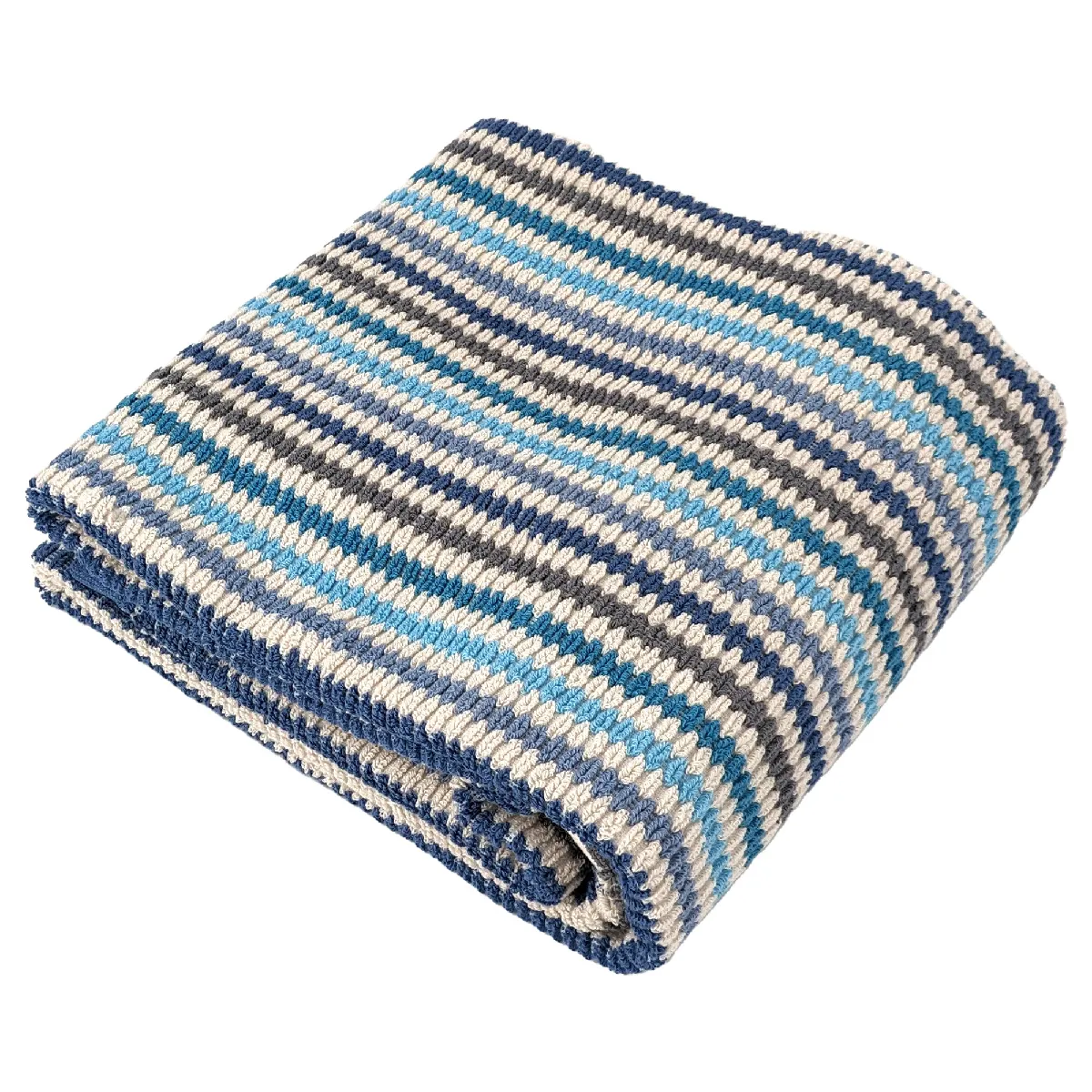 Drap De Douche À Rayures Pur Coton 70x140 Cm Collection Breeze Bleu