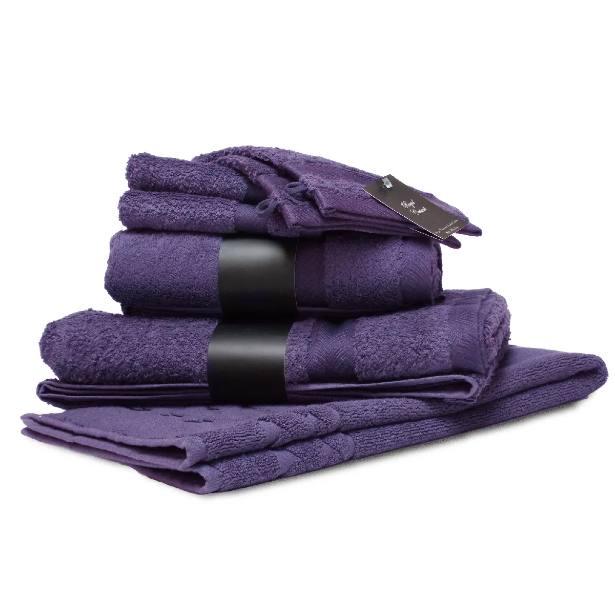 Parure De Bain 7 Pièces Royal Cresent Prune 650g/m2