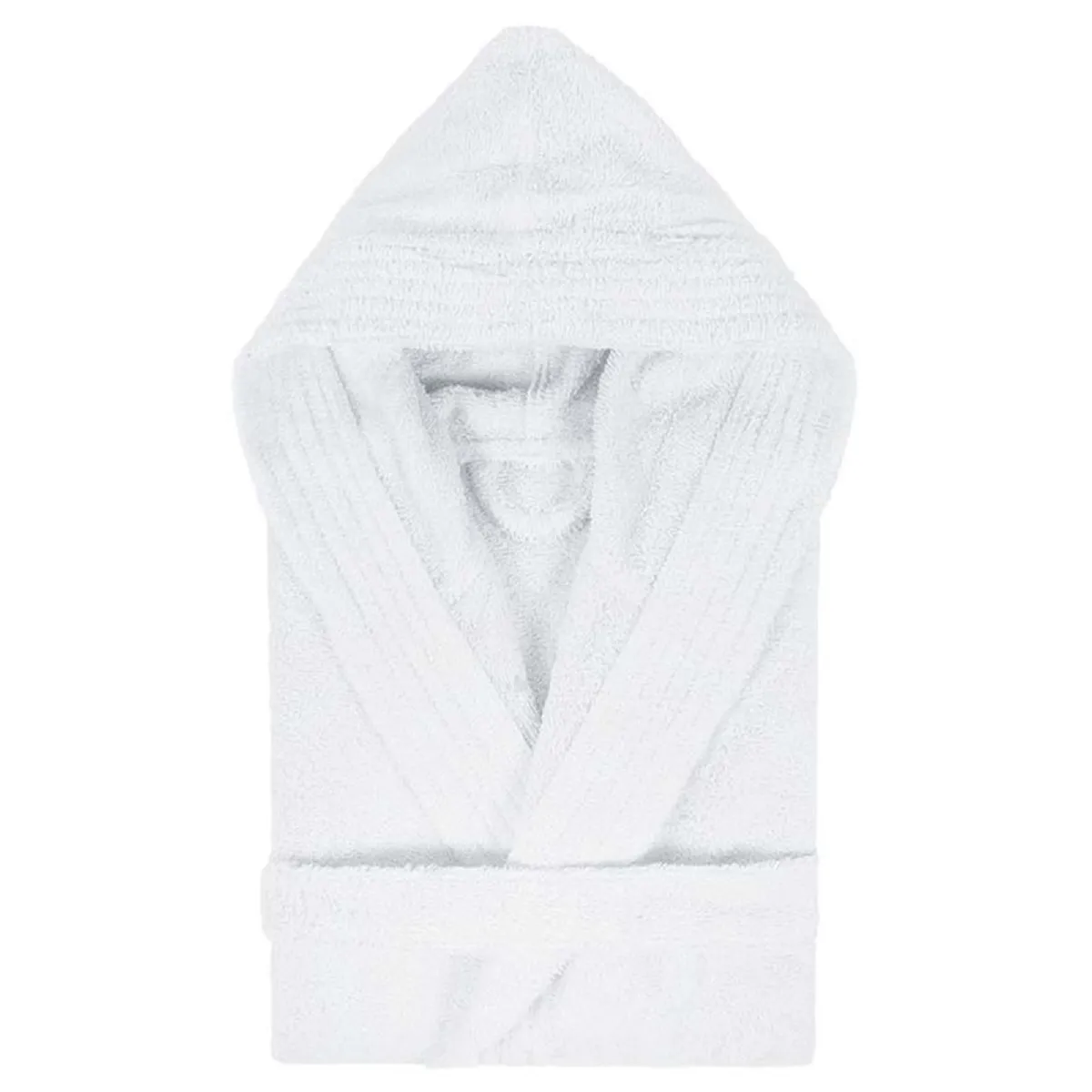 Peignoir À Capuche Enfant Pure Coton 6 Ans Blanc
