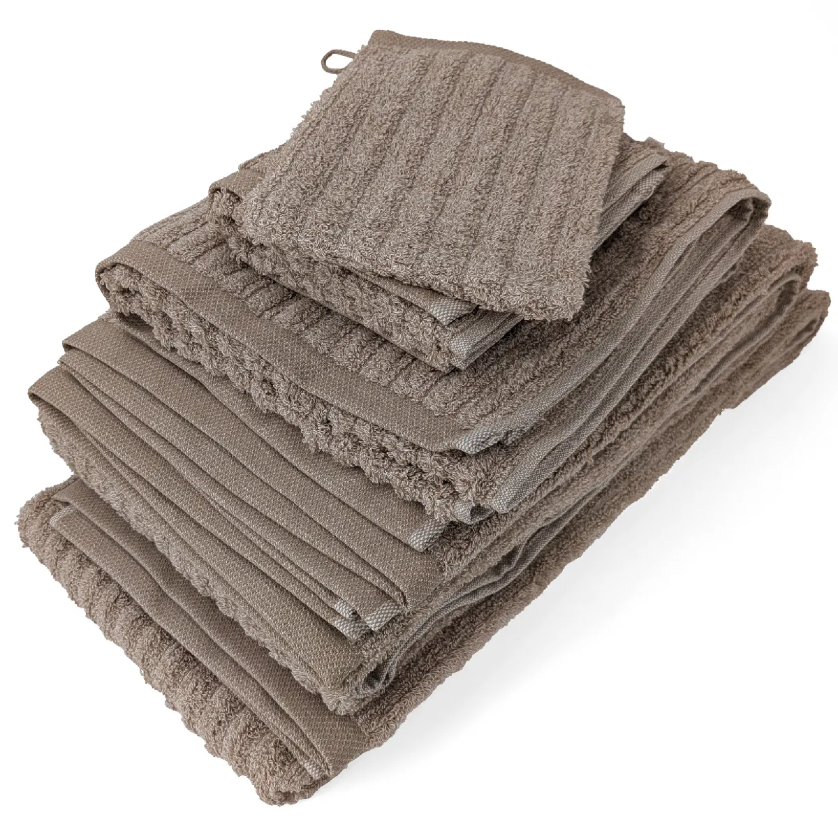 Parure De Bain Uni Coton Spectre Marron 7 Pièces