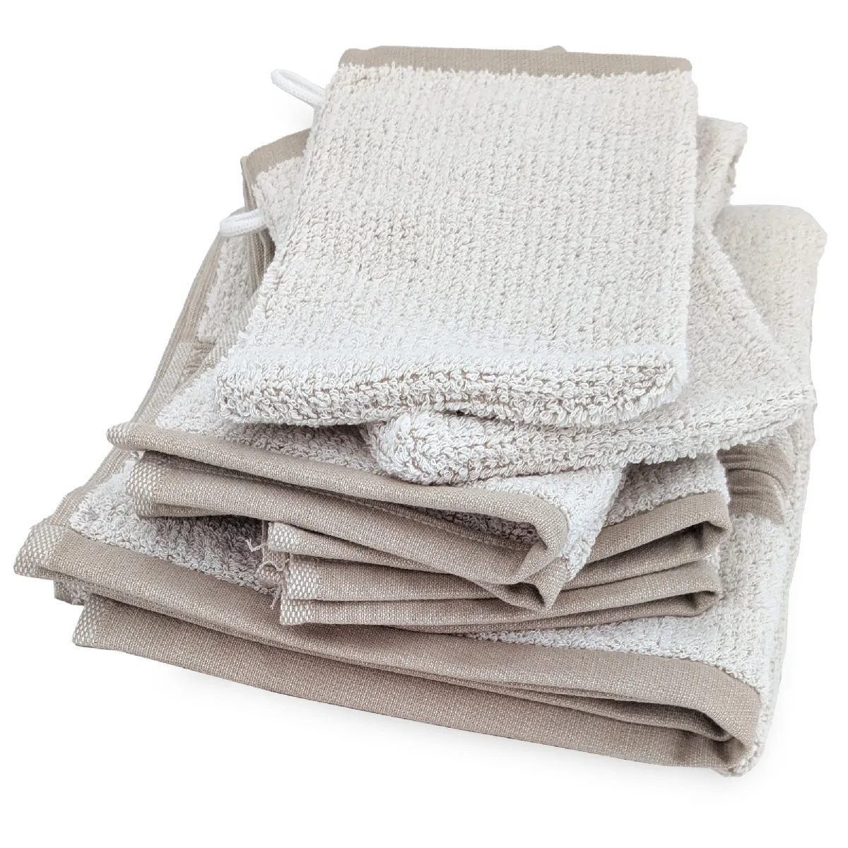 Parure De Bain 5 Pièces Folium Éponge En Coton 520 G/m² Beige