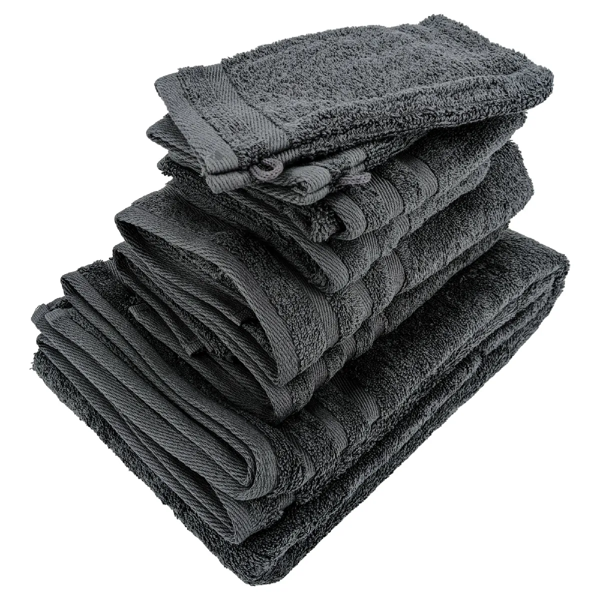 Parure De Bain Efficience Pure Noir Iron 7 Pièces