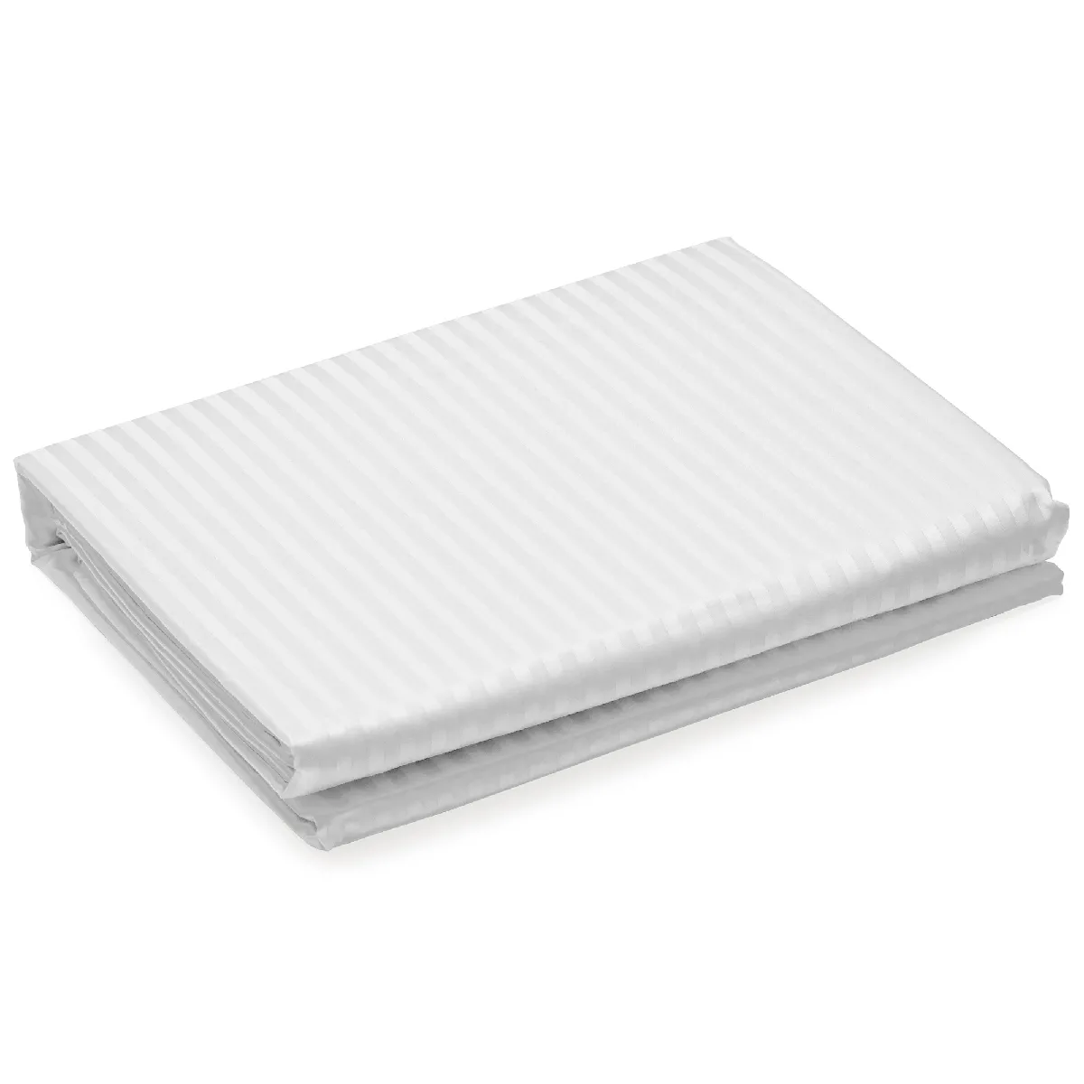 Housse De Couette 280x240 Cm Satin Concerto Rayures Blanc Neige