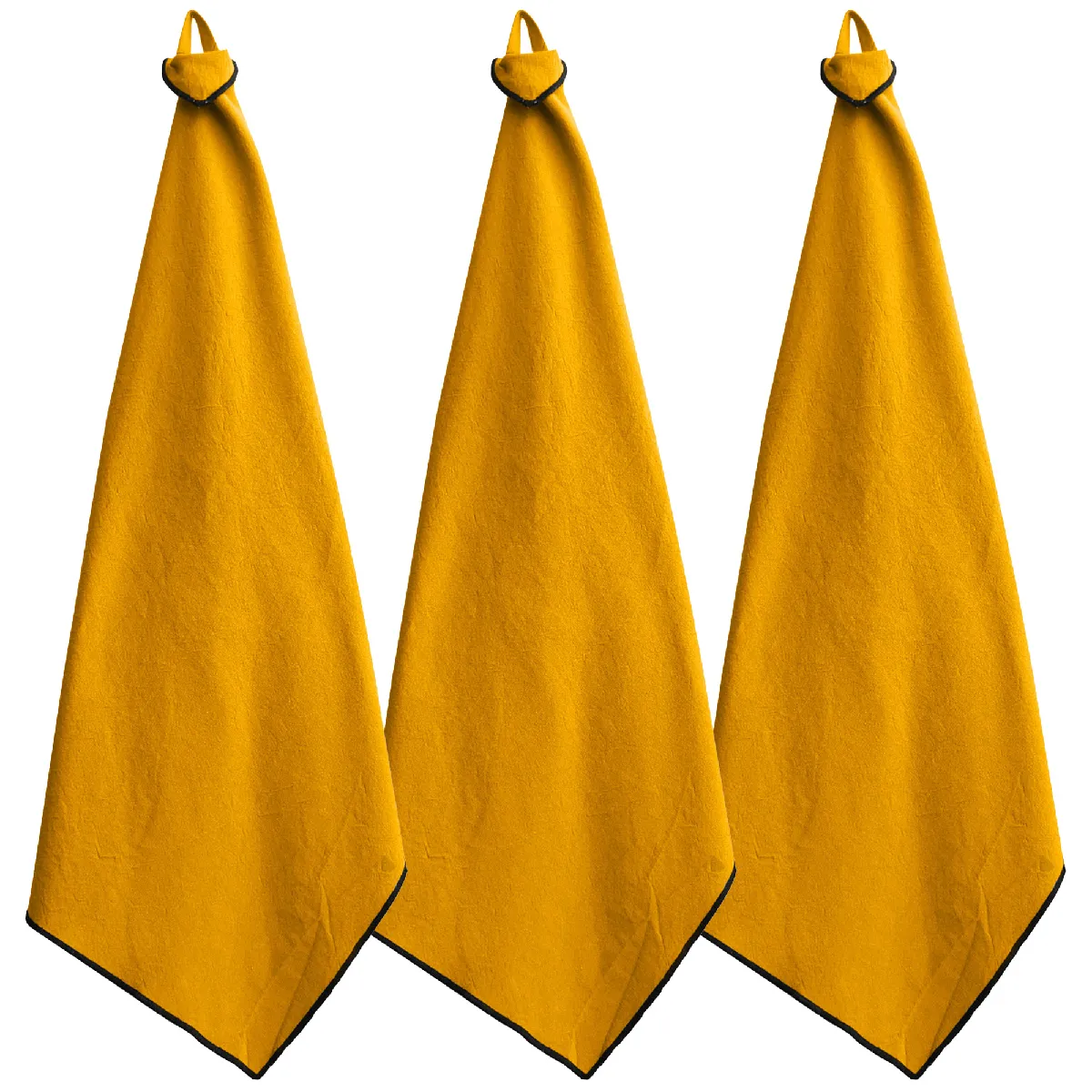 Lot De 3 Torchons De Cuisine 50x70 Cm Hono Jaune Curry