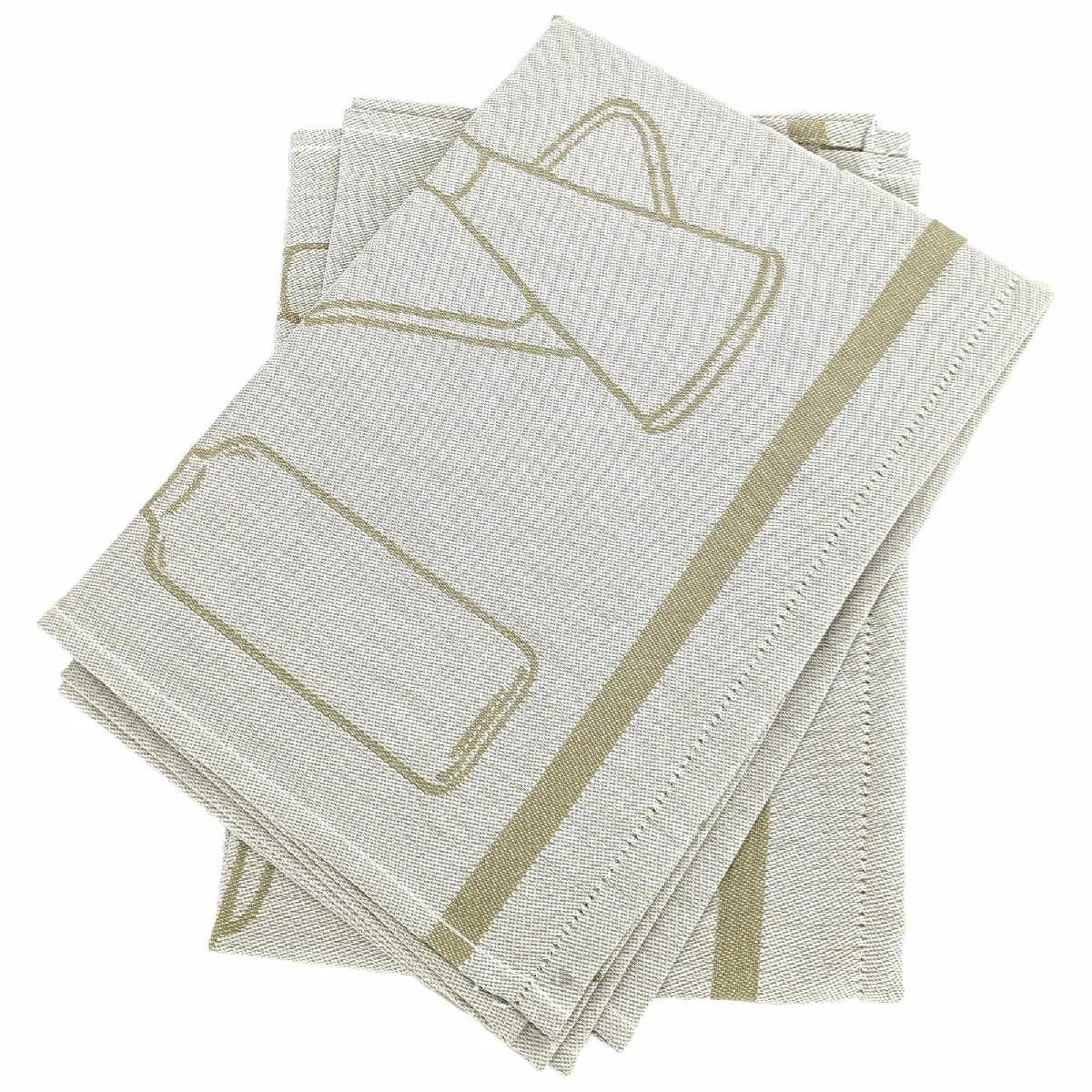Lot De 2 Torchons De Cuisine Pur Coton 50x70 Cm Evoo Vert Kaki