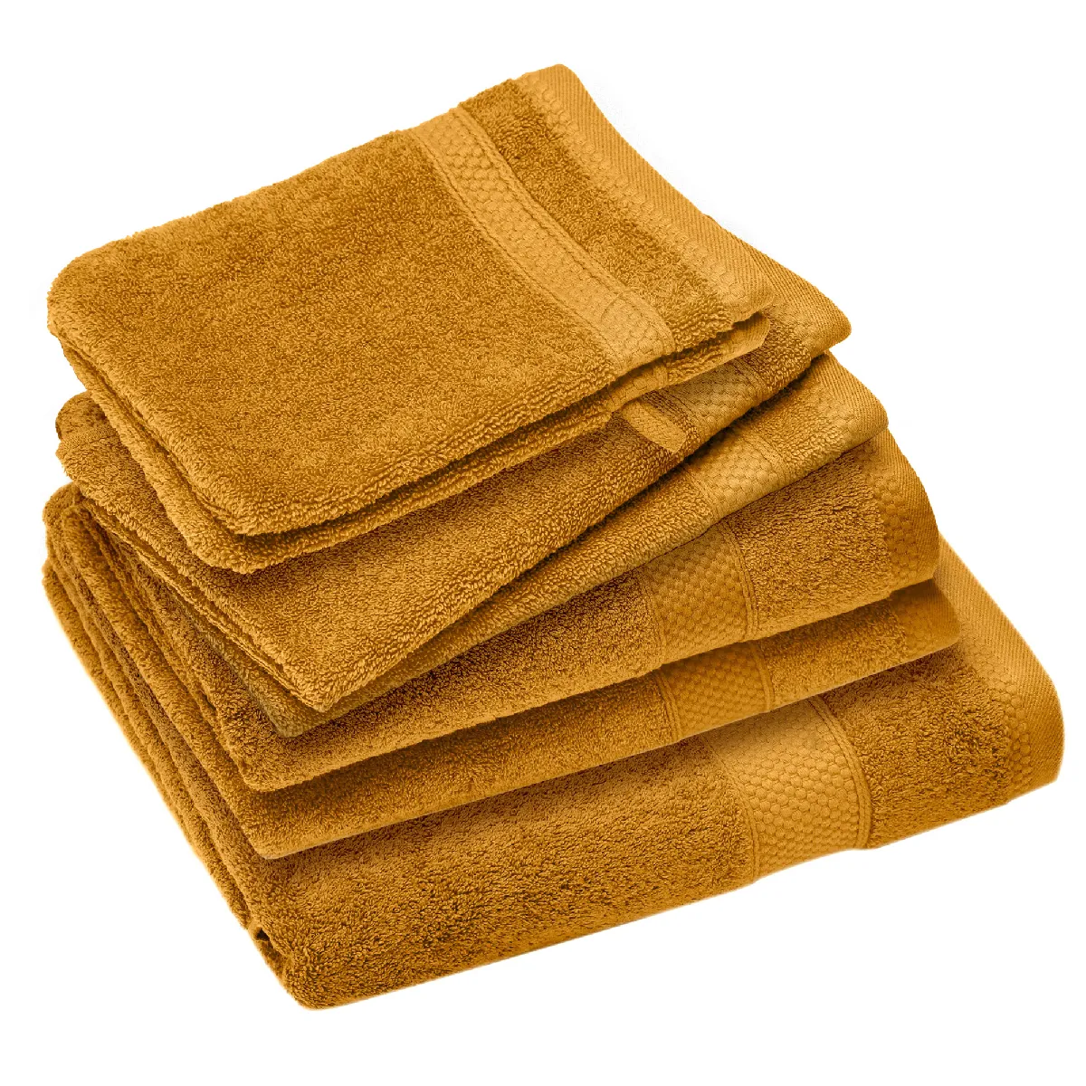 Parure De Bain Coton 550g/m2 Naïa Par Lot De 7 Jaune Cumin