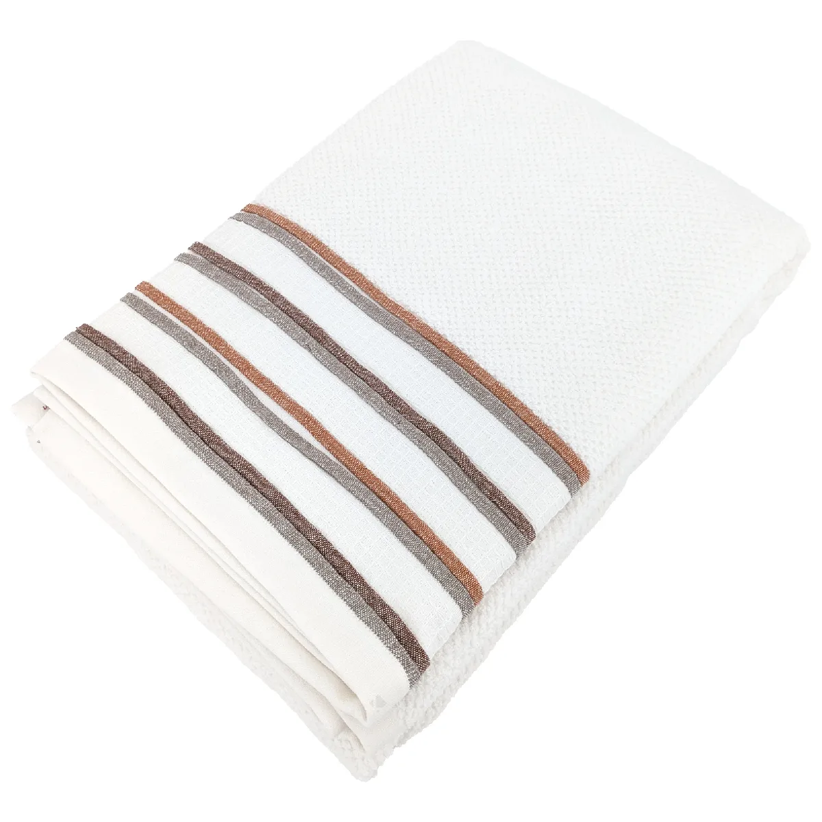 Drap De Bain 100x150 Cm Pur Coton Collection Serata Blanc Jaune