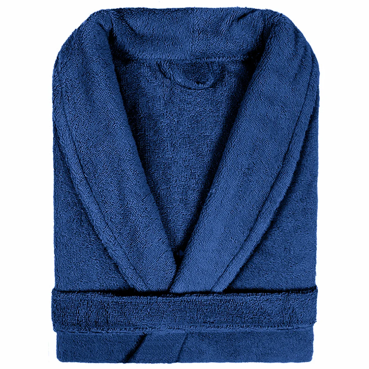 Peignoir Col Châle Adulte Pure Coton Xxl Bleu Ultramar