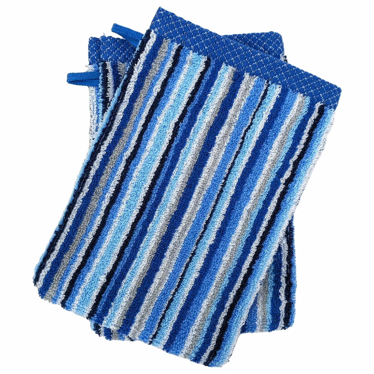 Lot De 2 Gants De Toilette Coton 500g/m2 Pure Stripes Ii Bleu