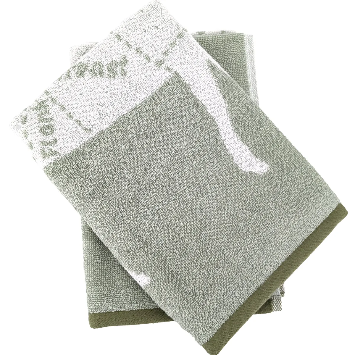 Lot De 2 Torchons De Cuisine Pur Coton 50x50 Cm Grilluxe Vert