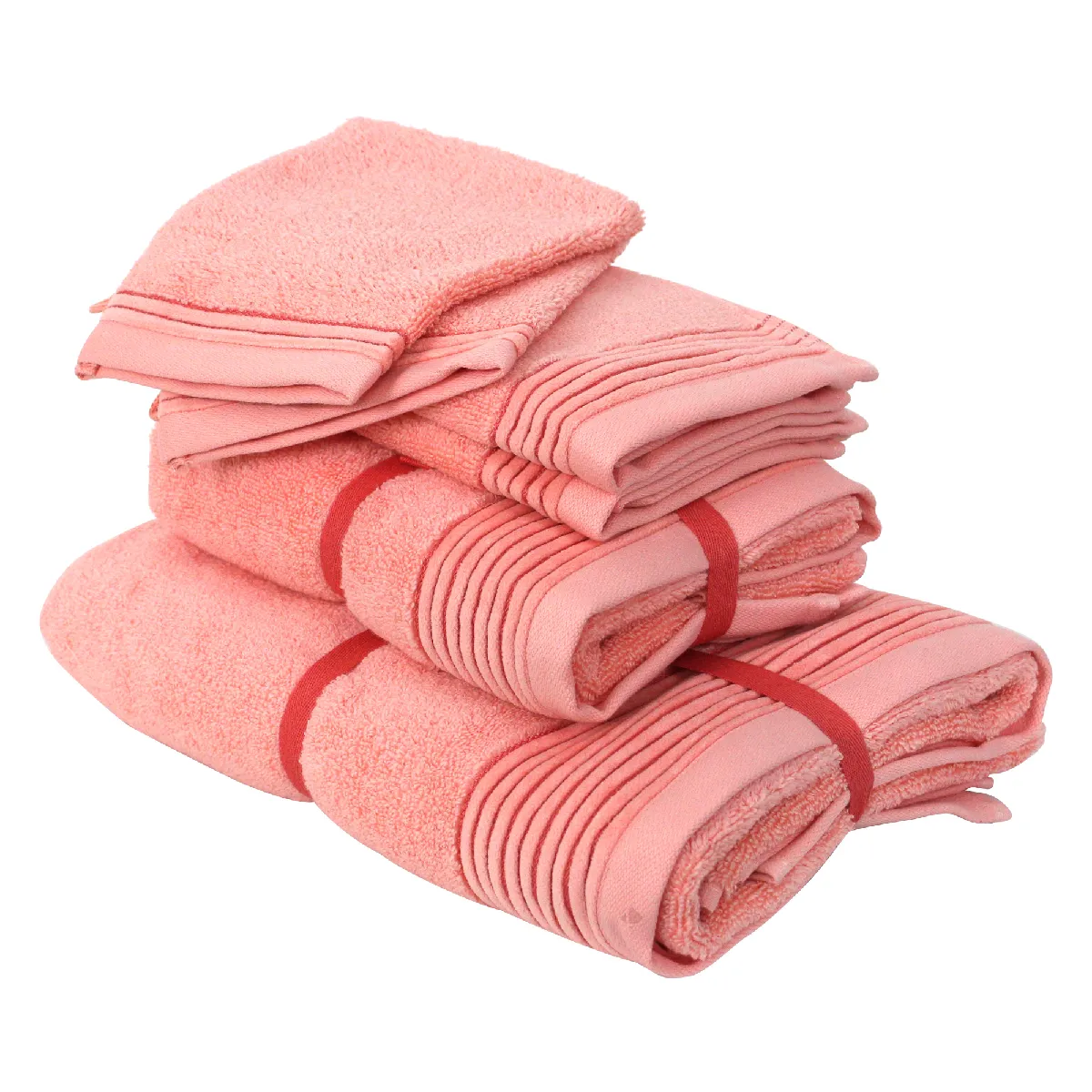 Parure De Bain 6 Pièces Juliet Rose Bonbon 520g/m2