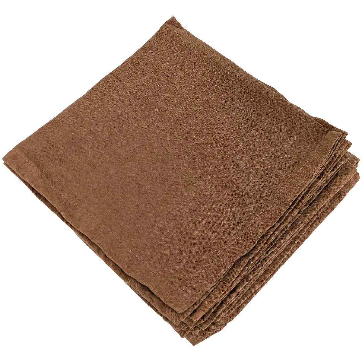 Lot De 6 Serviettes De Table 40x40 Cm Collection Mattis Marron Cognac