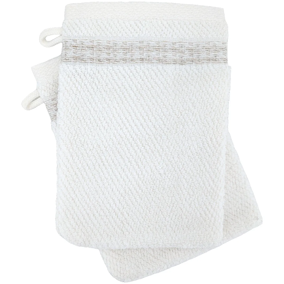 Lot De 2 Gants De Toilette 16x21 Cm Pur Coton Collection Mellow Blanc