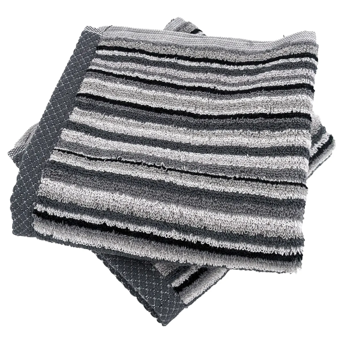 Lot De 2 Serviettes Invité Coton 500g/m2 Pure Stripes Ii Gris