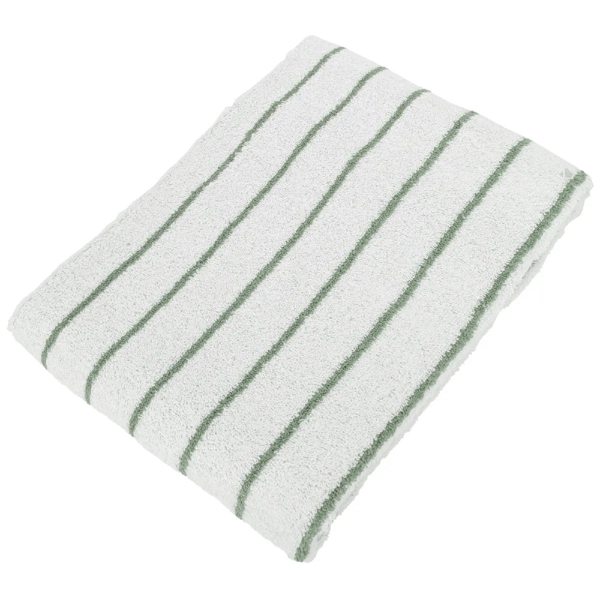 Drap De Bain Coton 100x150cm Pure Light À Rayures Vert