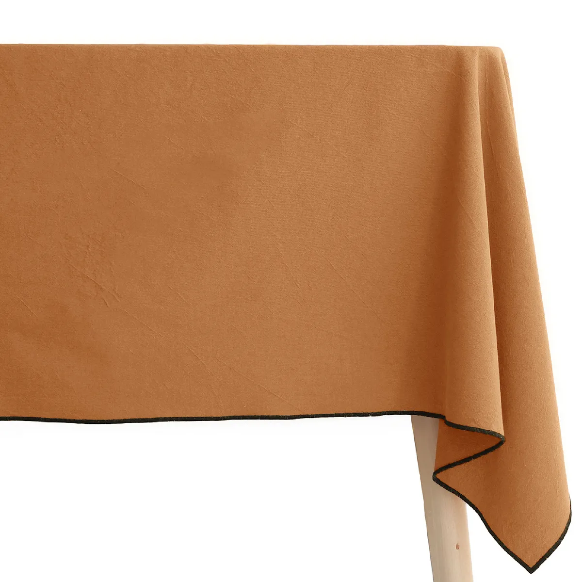 Nappe Carré Coton Lavé 160x160 Cm Hono Marron Cognac