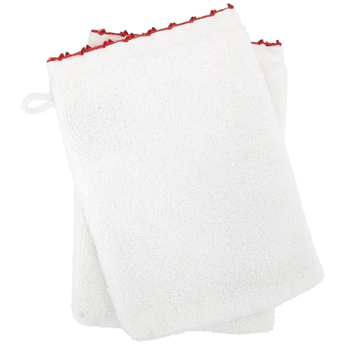 Lot De Deux Gants De Toilette 16x21 Cm Pur Coton Collection Orla Avec Picueta Rose