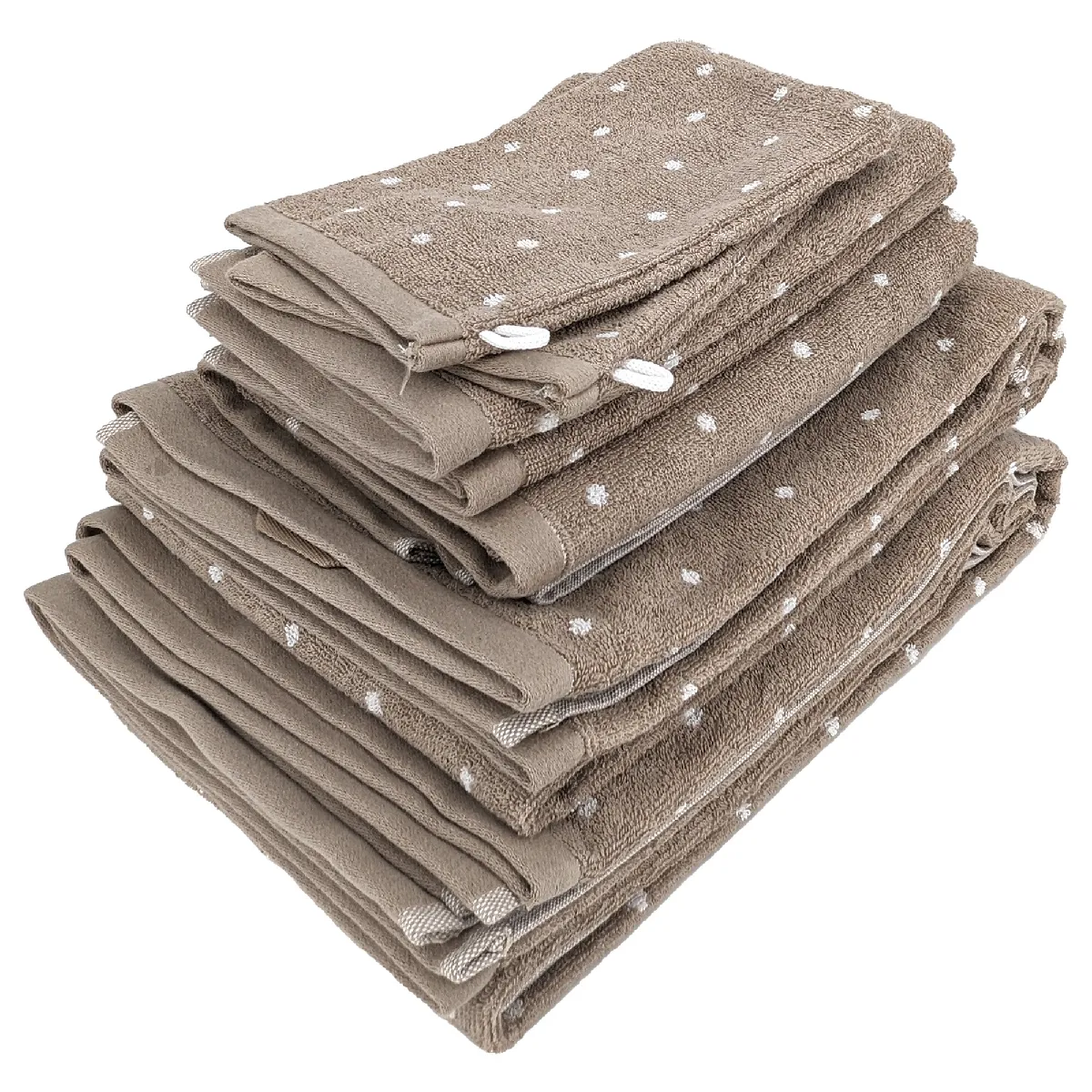 Parure De Bain 7 Pièces Collection Efficient Dots Marron Roble