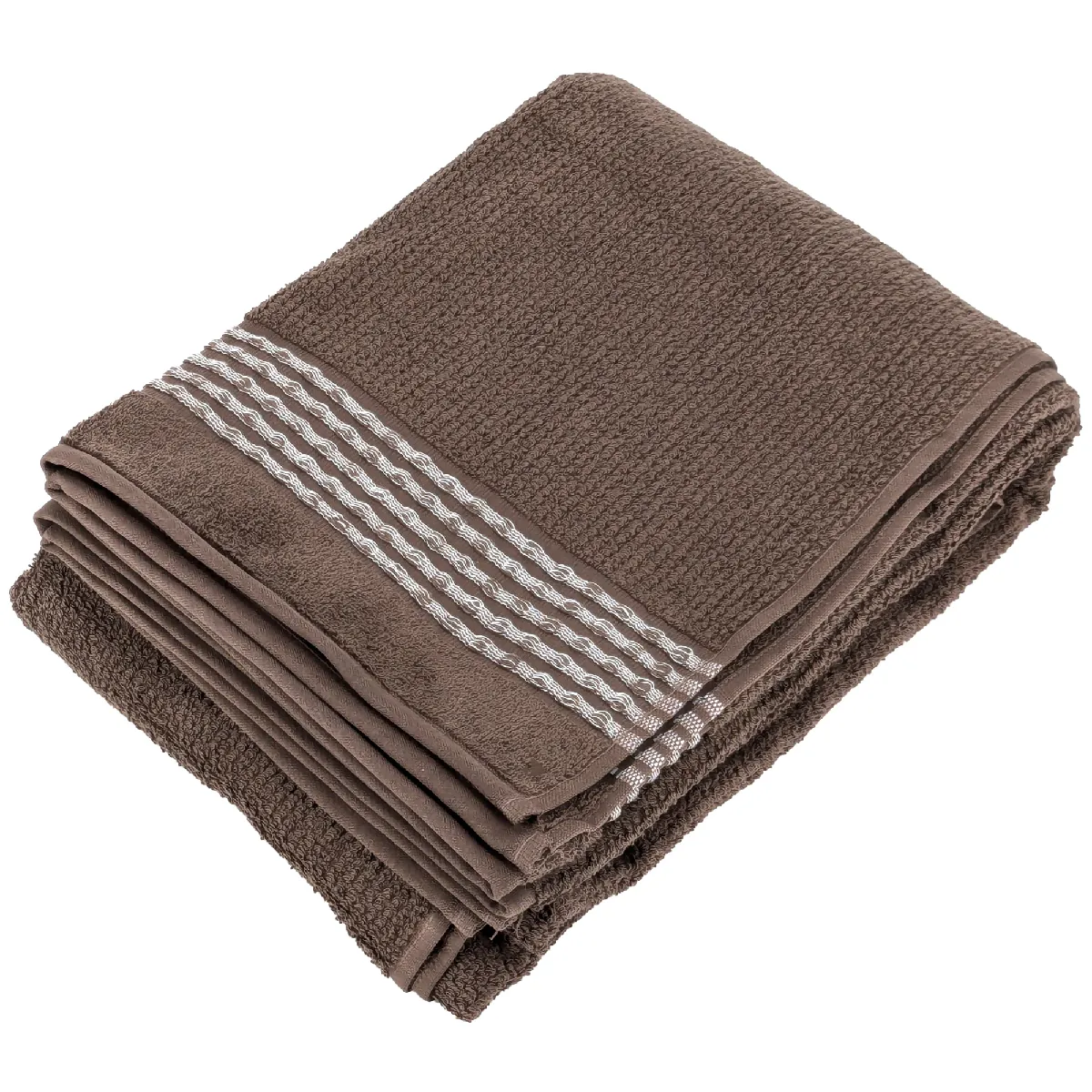 Drap De Bain 100x150 Cm Pur Coton Intense À Bordures Blanches Couleur Marron
