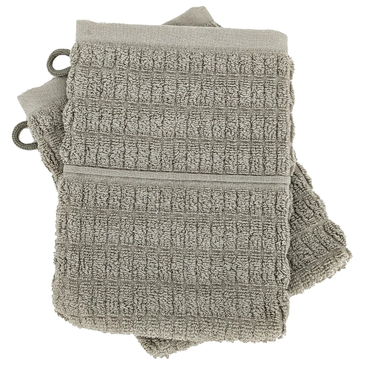 Lot De 2 Gants De Toilette En Fils Retors 16x21 Cm Pur Coton Collection Swell Vert
