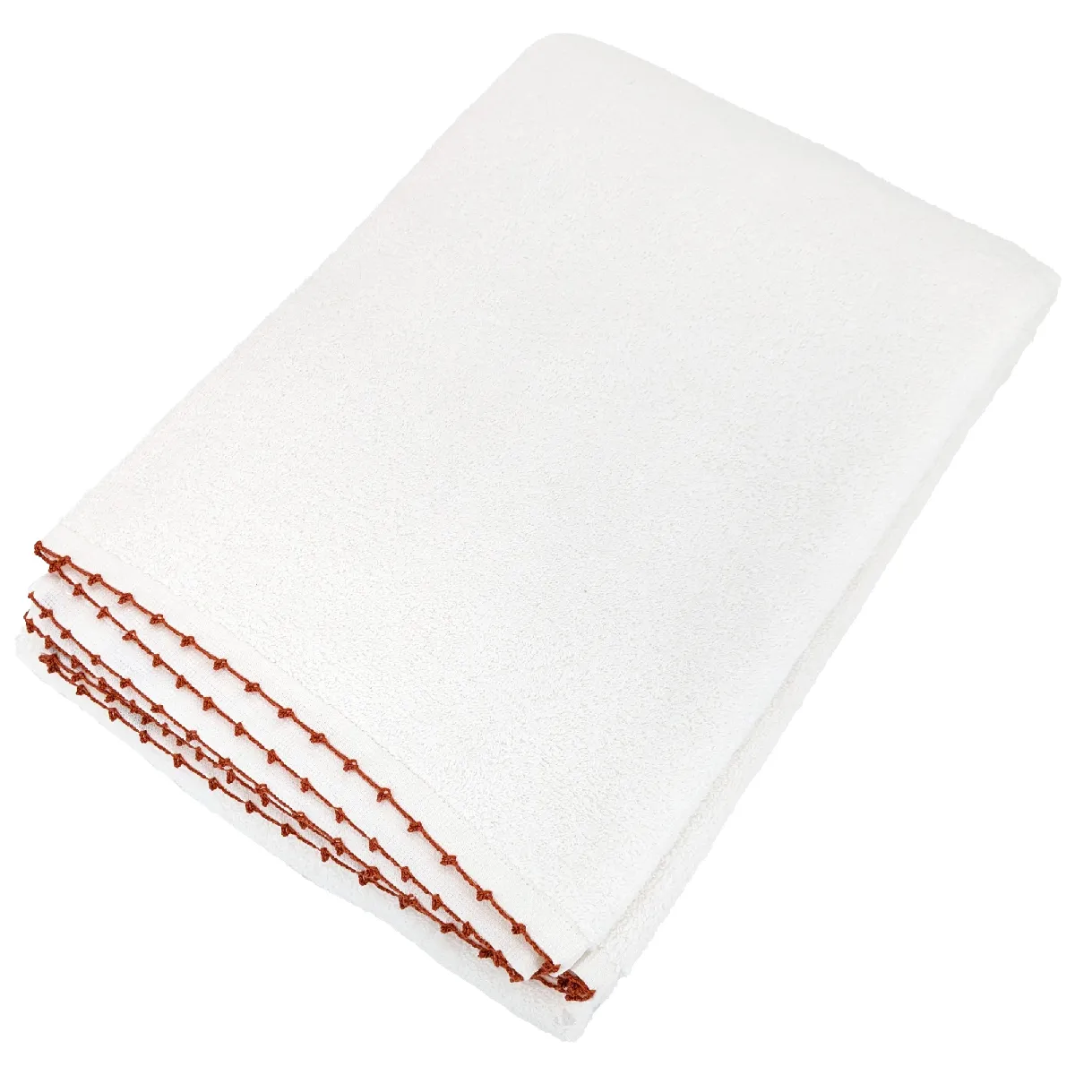 Drap De Bain 100x150 Cm Pur Coton Collection Orla Avec Picueta Orange