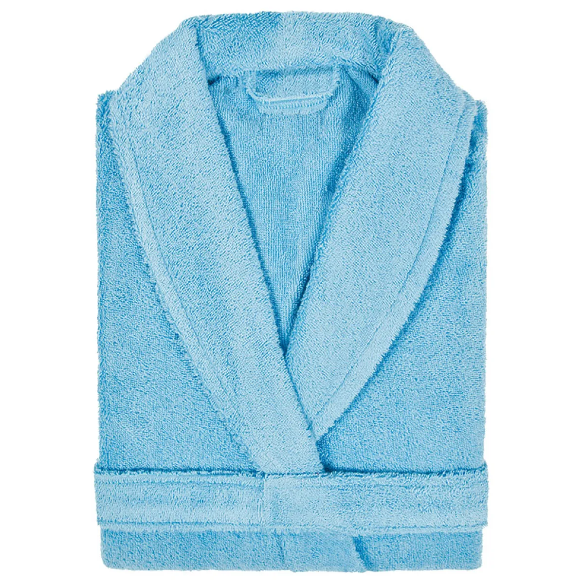 Peignoir Col Châle Adulte Pure Coton L Bleu Ciel