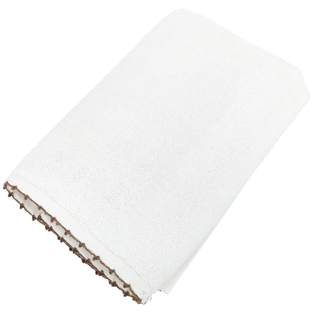 Serviette De Toilette 50x100 Cm Pur Coton Collection Orla Avec Picueta Beige