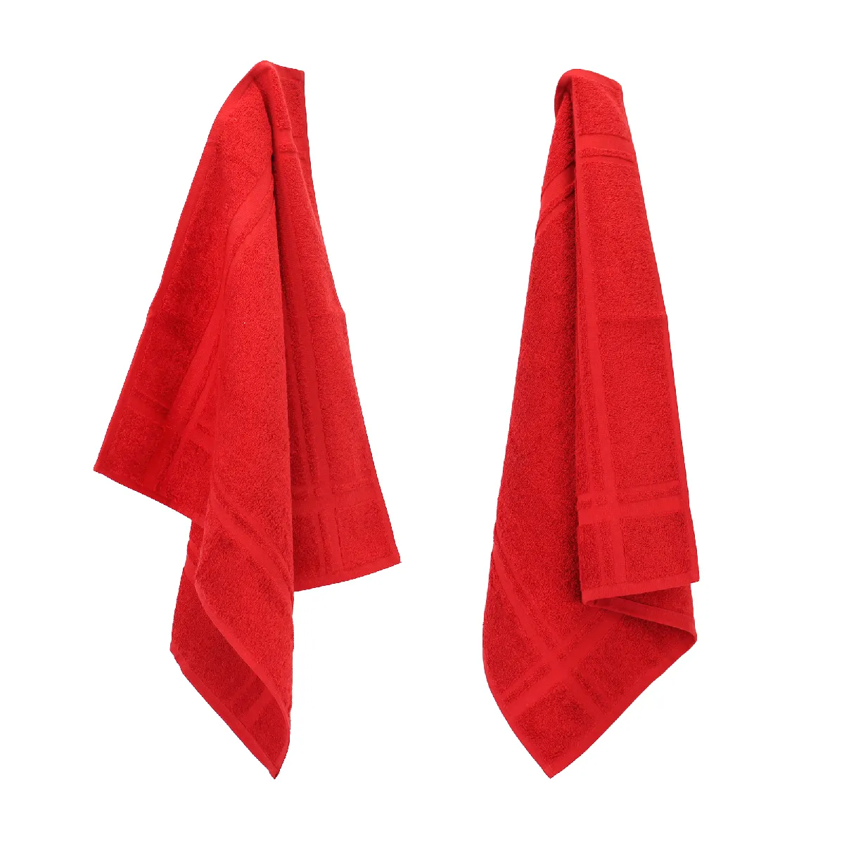 Lot De 2 Torchons De Cuisine 50x50 Cm Éponge Pure Kitchen Terry Rouge