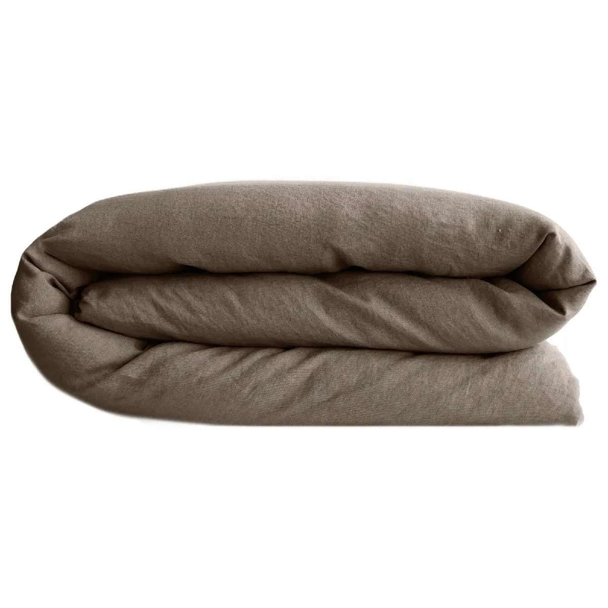Housse De Couette Palace Pur Coton Lavé 200x200 Cm Uni Marron Tabac