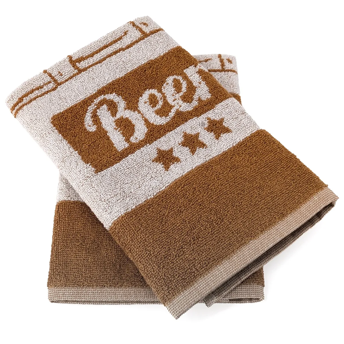 Lot De 2 Torchons De Cuisine Pur Coton 50x50 Cm Beer Motif De Bières Jaune