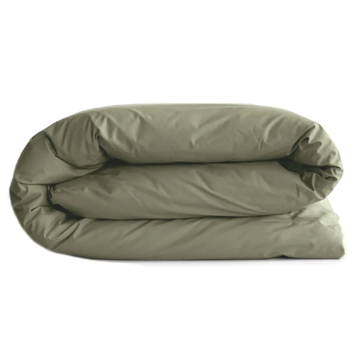 Housse De Couette Uni 260x240 Cm Percale De Coton Manoir Vert Mousse
