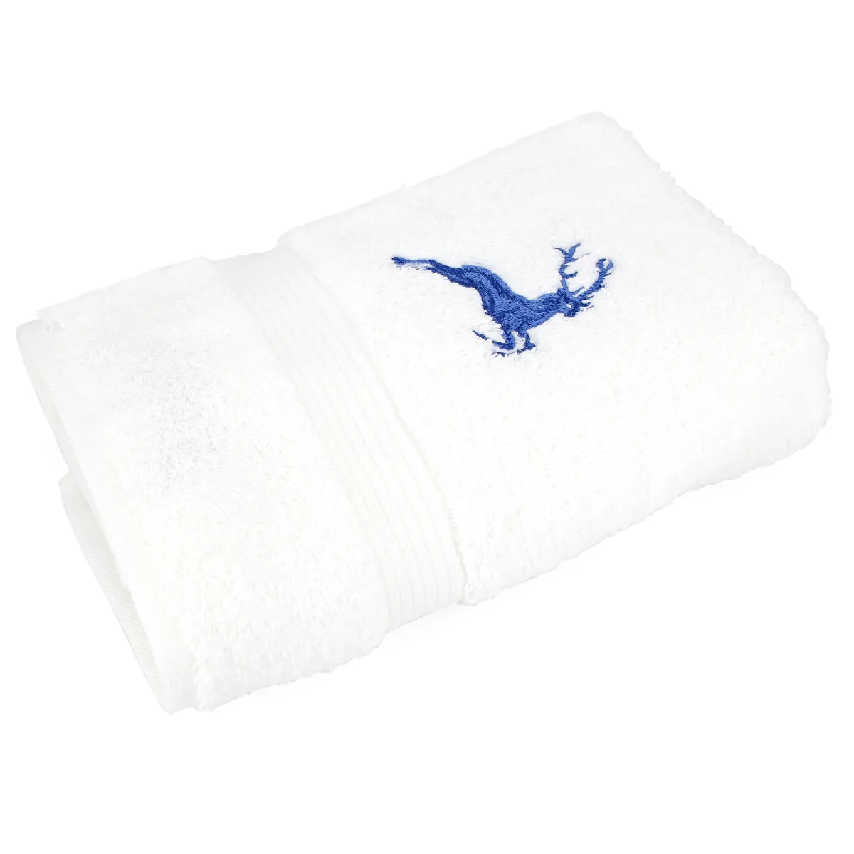Serviette Invité 30x50 Cm Hirsh Blanc/bleu 600g/m2