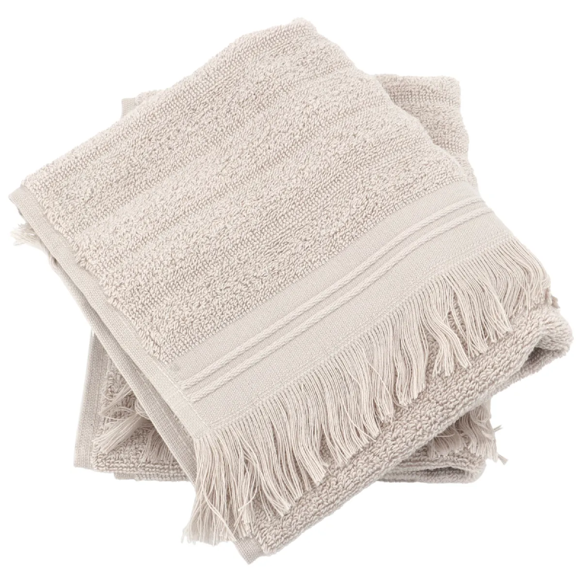 Lot De 2 Serviettes Invité 33x50 Cm Natural Stripes Blanc Crème